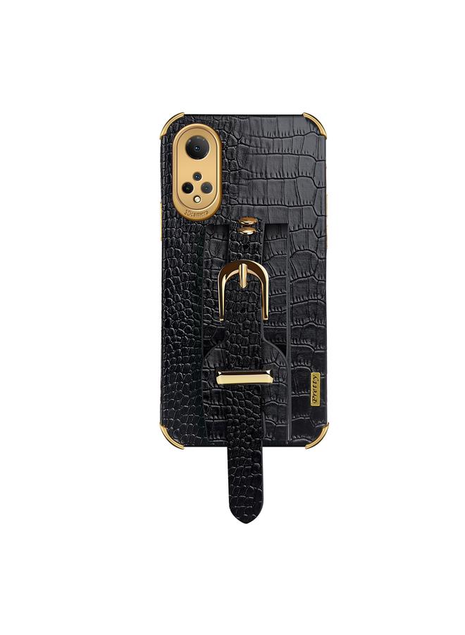 اس-توب جراب لهاتف Honor X7 مصنوع من جلد البولي يوريثان الحراري بنمط تمساح مطلي بالكهرباء مع حزام معصم - Image 2