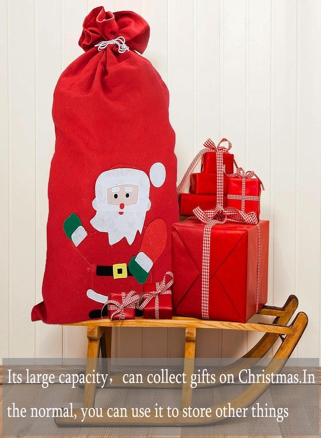 APSAMBR®- 4 Pcs Christmas Santa Drawstring Gift Bag, Reusable Candy Bags for Festival,Party Candy Bag for Xmas Christmas Party - Image 4