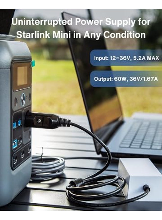 Car Charger to DC Power Adapter for Starlink Mini – 12V-36V Input, 36V/1.67A Output, 60W Power Boost Converter Cable, Waterproof Barrel Jack, Ideal for Cars, Trucks, RVs, and Off-Grid Travel - Image 3