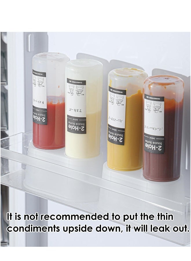 Condiment Squeeze Bottles, Clear BPA Free Commercial Condiment Set, Multipurpose 11.5oz Sauce Bottles for Ketchup, Dressing, 340ML - Image 3