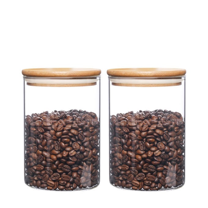 GLASS FOOD STORAGE CONTAINERS WITH LIDS SMALL STORAGE CONTAINERS 27OZ SET OF 2 GLASS STORAGE JARS WITH AIRTIGHT LIDS FOR FLOUR RICE NUTS CANDY COFFEE BEANS
