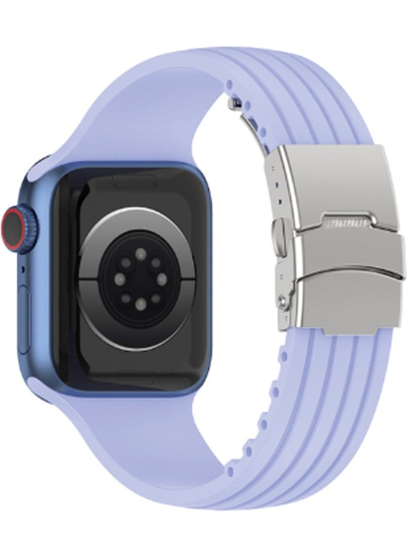 Bilişim Aksesuar - Bilisim Accessory Apple Watch Gs DT Pro T500 Ultra 2 3 4 5 6 7 8 Se Compatible 42 44 45MM Strip Band Strap Lilac - Image 1