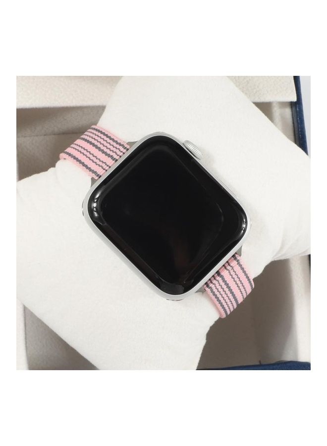 NIBEMINENT Woven Canvas Nylon Wrist Strap Watch Band For Apple Series 1/2/3/4/5/6/7/SE 38-40-41mm Pink/Black - Image 3
