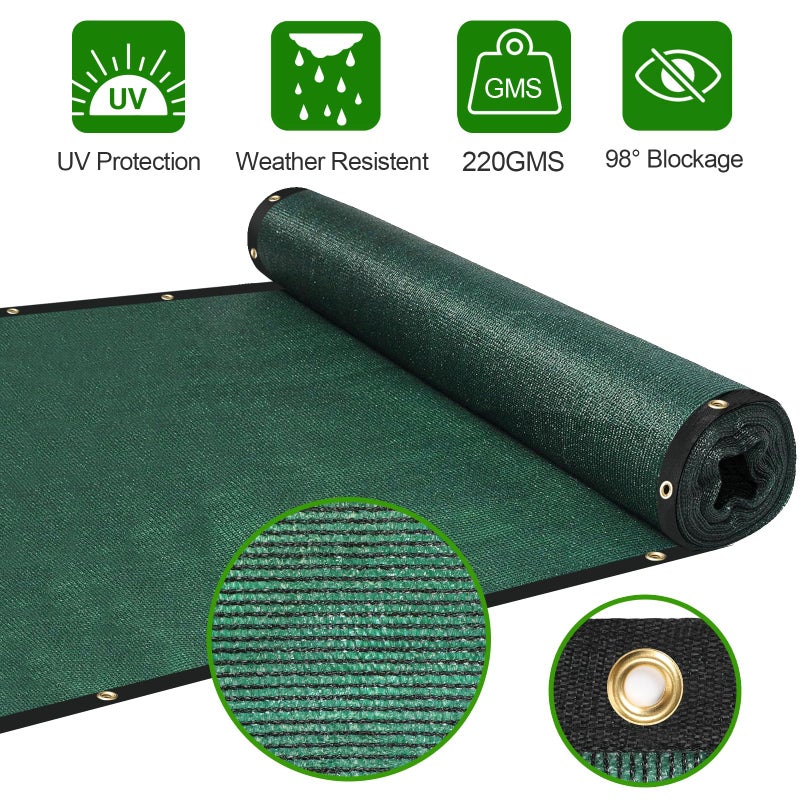 DenForste Privacy Fence Screen,with Gloves, 6X50FT Heavy Duty 220GSM 98% Blockage Privacy Screen Fence for Outdoor Wall Garden Yard Backyard (Dark Green) - Image 2
