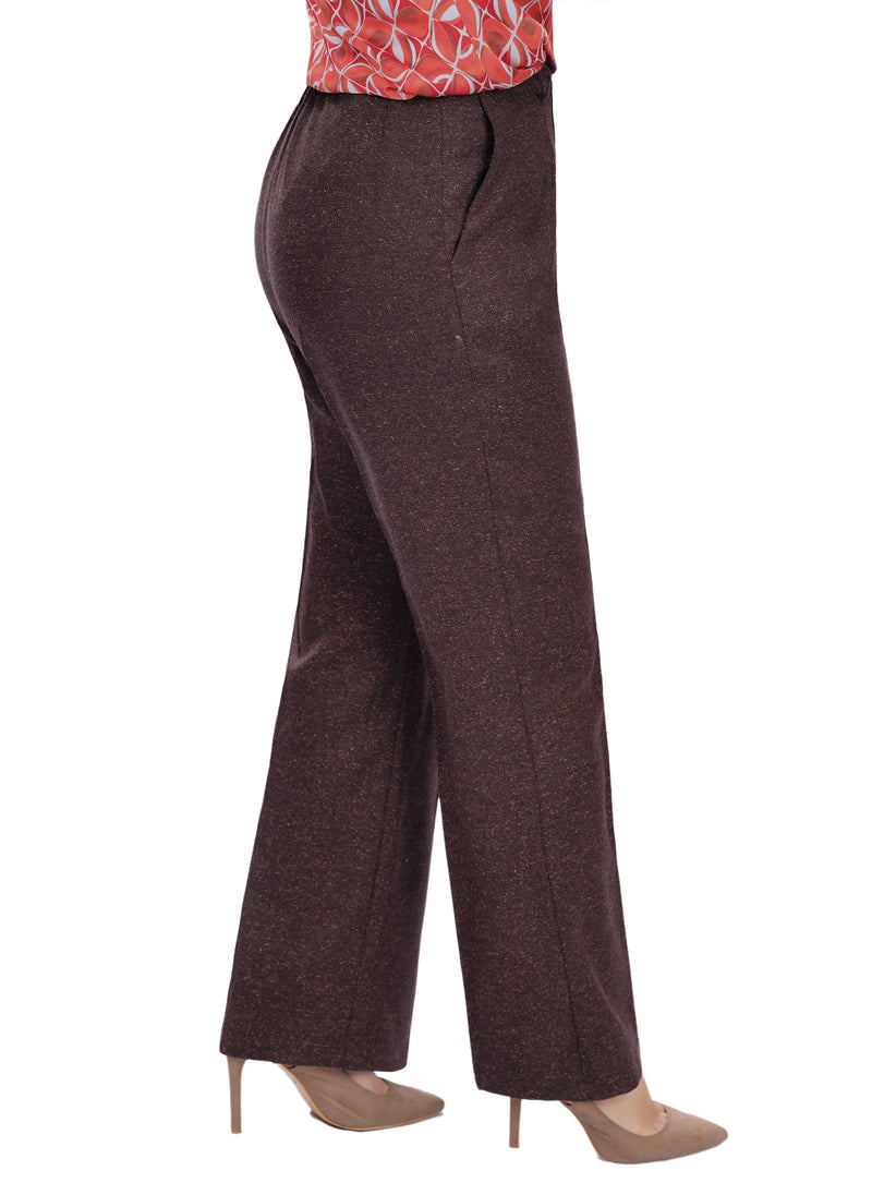 Smoky Egypt - Classic Womens Straight Leg Tweed Trousers - Havan - Image 1