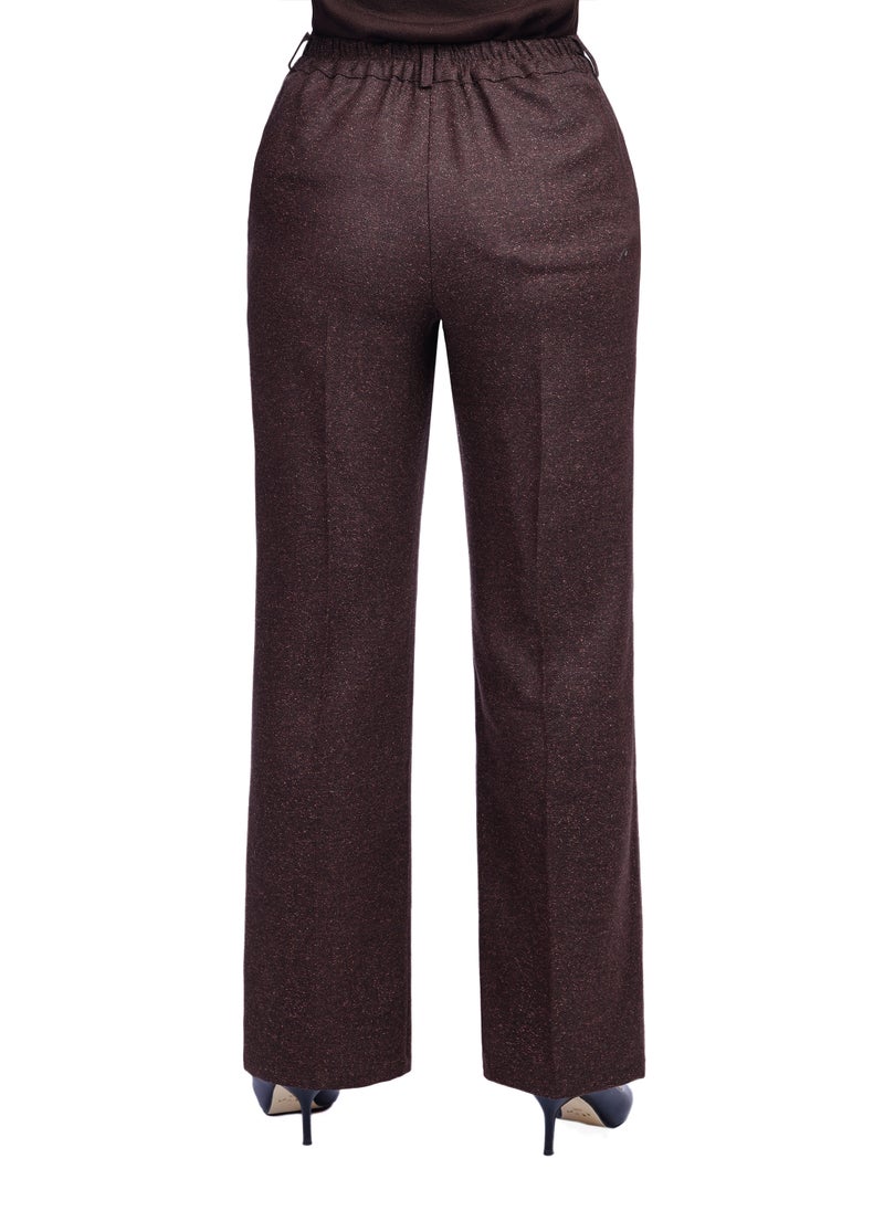 Smoky Egypt - Classic Womens Straight Leg Tweed Trousers - Havan - Image 1