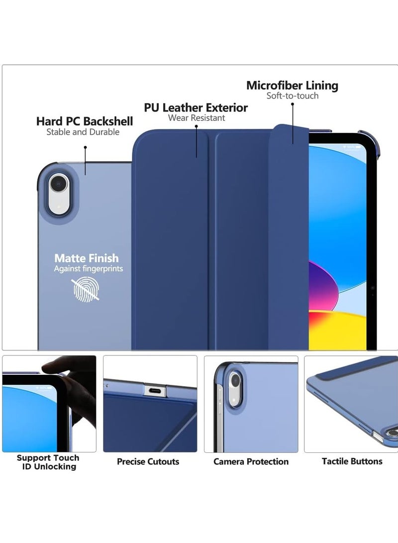 MIXDE Case for iPad (A16) 11th Generation 11 Inch 2025  iPad 10th Generation 10.9 inch 2022  Slim Stand Protective Cover with Hard PC Translucent Back Shell Cover Support Touch ID  Navy Blue - Image 2