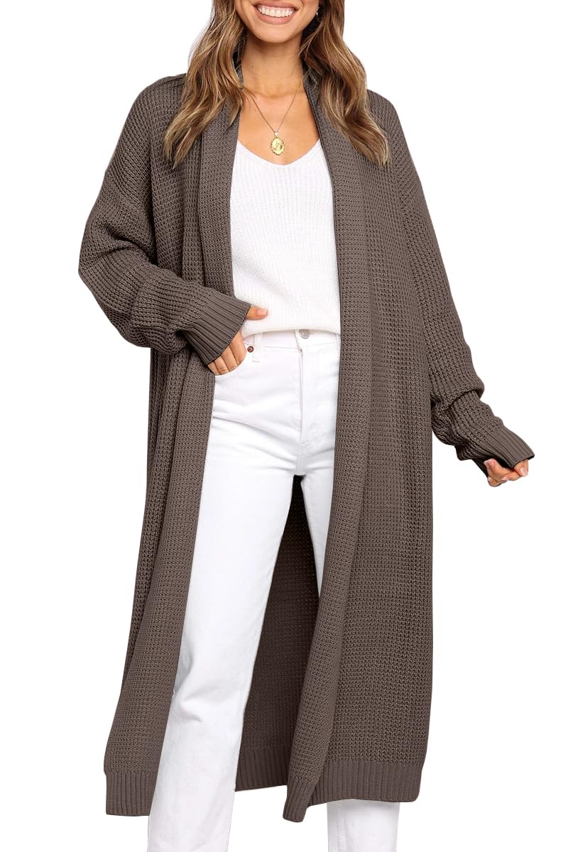 LILLUSORY Long Cardigan Sweaters for Women Fall Trendy Oversized Open Front Winter Coat Blazer 2025 Cozy Chunky Knit Sweater Jacket Outwear Coats LightCamel L - Image 1