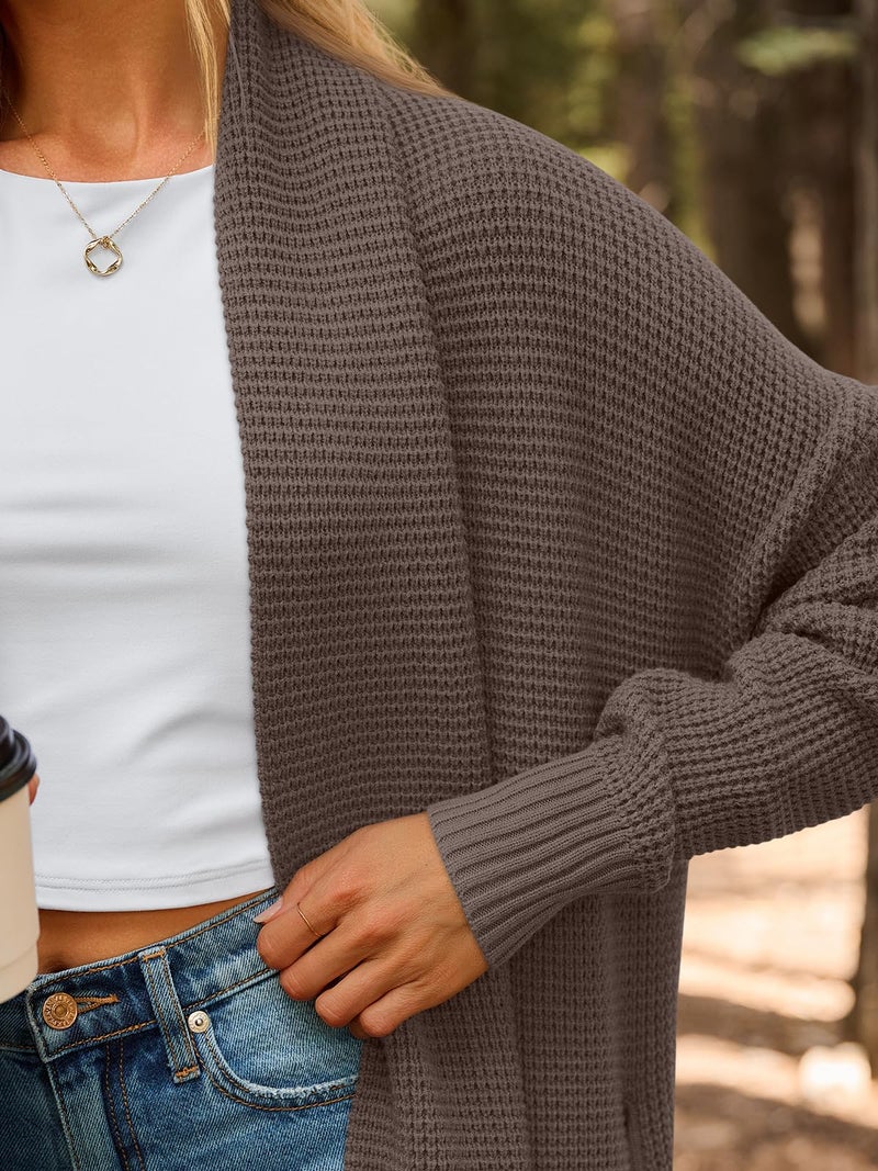 LILLUSORY Long Cardigan Sweaters for Women Fall Trendy Oversized Open Front Winter Coat Blazer 2025 Cozy Chunky Knit Sweater Jacket Outwear Coats LightCamel L - Image 5