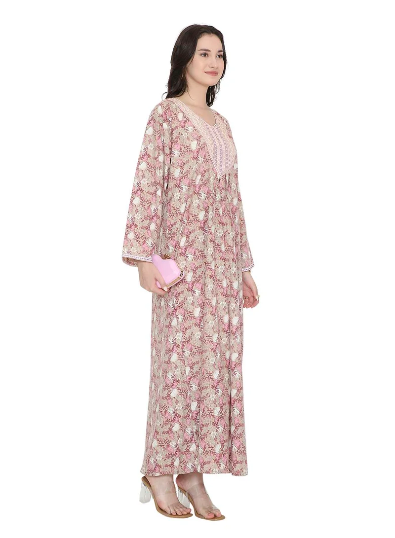 HANA & SARA Full Sleeves Long Printed Arabic Kaftan Jalabiya Dresses