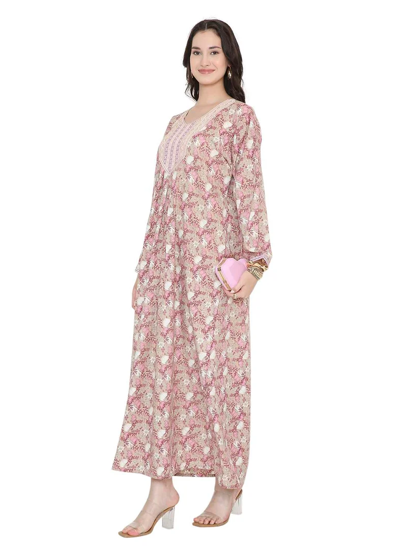 HANA & SARA Full Sleeves Long Printed Arabic Kaftan Jalabiya Dresses