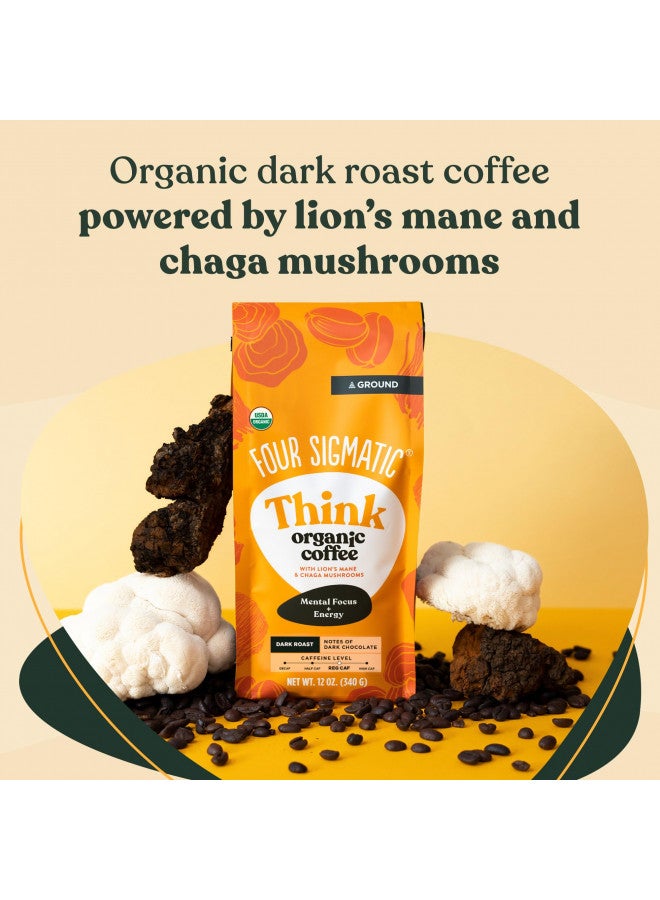 Four Sigmatic Organic Ground Mushroom Coffee by Four Sigmatic | Dark Roast, Fair Trade Gourmet Coffee with Lion's Mane, Chaga & Mushroom Powder | Immune Boosting Coffee for Focus & Immune Support | 12oz Bag  - Image 2