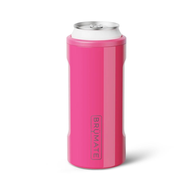 BrÃ¼Mate BrMate Hopsulator Slim Can Cooler Insulated for 12oz Slim Cans Skinny Can Insulated Stainless Steel Drink Holder for Hard Seltzer Beer Soda and Energy Drinks Neon Pink - Image 2