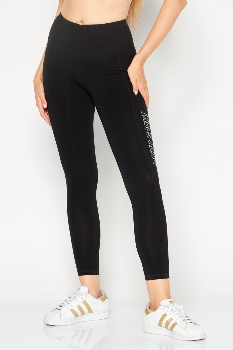 DKNY Sport Women Sportswear Fit Training Cropped Legging, Black - Image 1