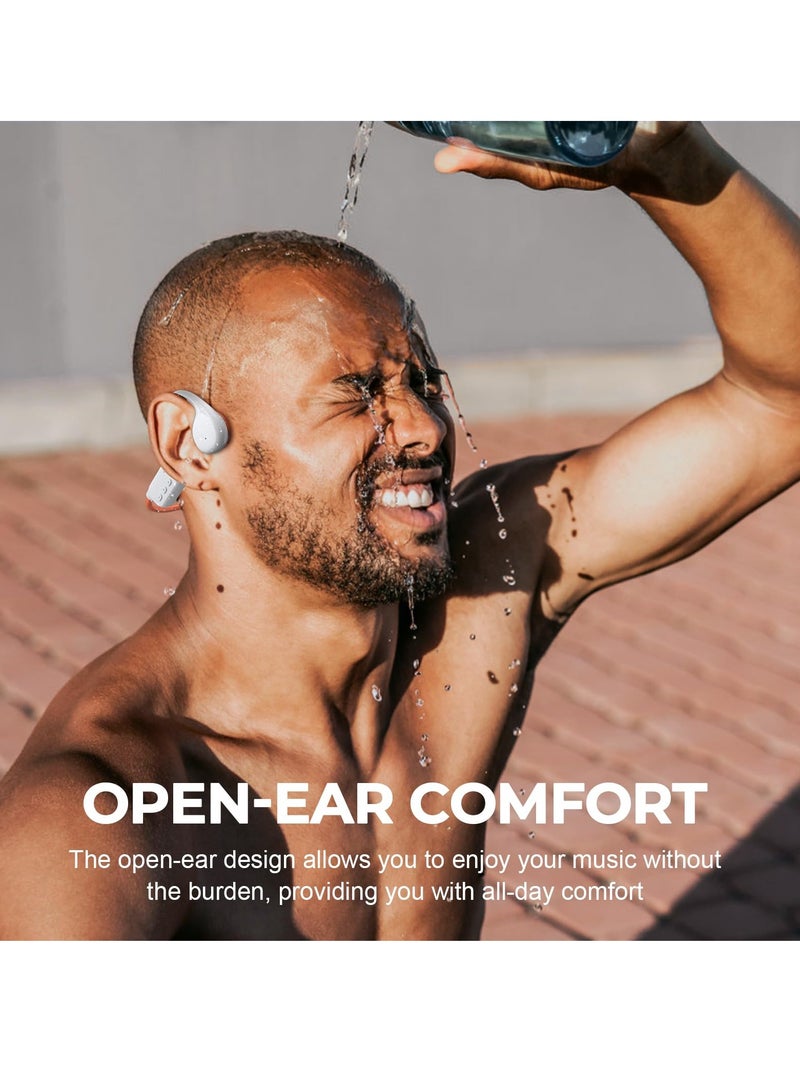 SYOSI Bone Conduction Headphones - 32GB Built-in Memory, Bluetooth 5.3, Lightweight, Open-Ear Wireless Headphones for Swimming and Running - Orange - Image 2