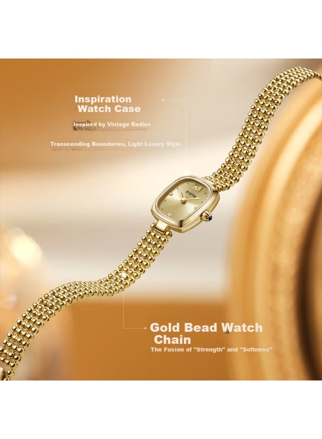 Fiyta City Series "little Gold Watch" Gold Bead Chain Vintage Women's Watch Gift Box Women's Day Gift For Girlfriend - Image 1