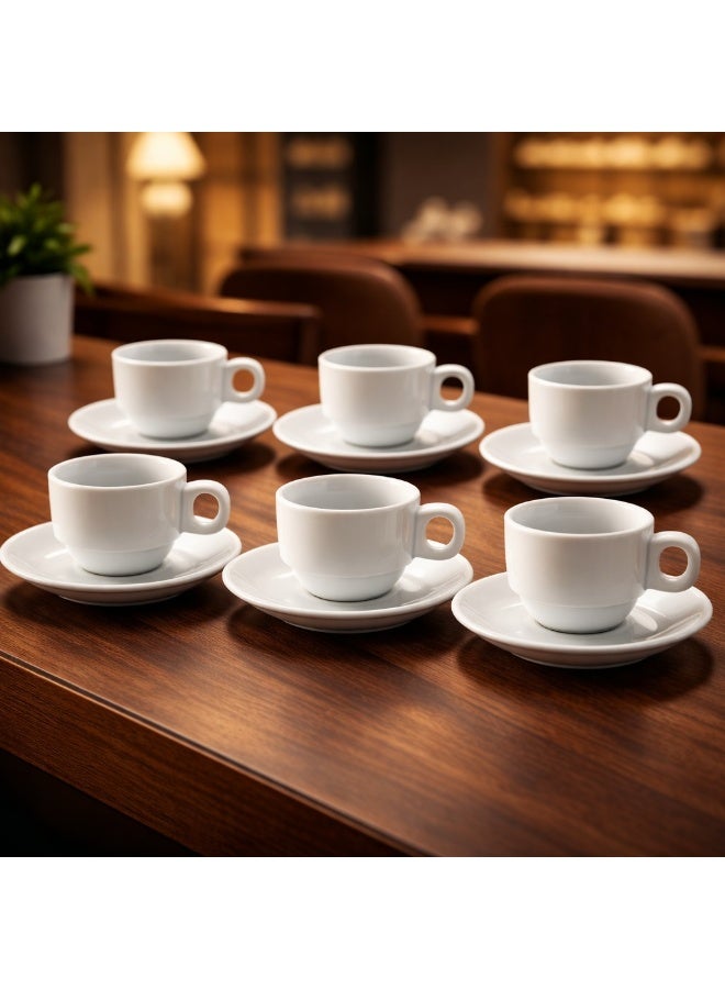 Safa ☕✨ Turkish and Espresso Coffee Cup Set, Premium White Porcelain – 12 Pieces | 80ml Capacity | Serves 6 - Image 2