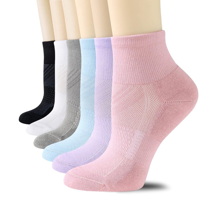CS CELERSPORT 6 Pack Women's Ankle Socks with Cushion, Sport Athletic Running Socks, Colorful, Medium - Image 1