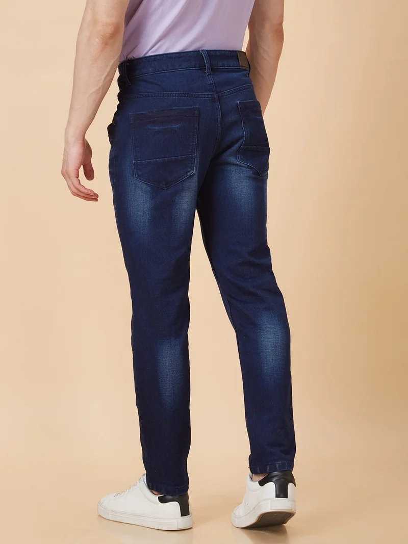 جلو باص جينز رجالي جلوبس أزرق بقصة مستقيمة وخصر متوسط