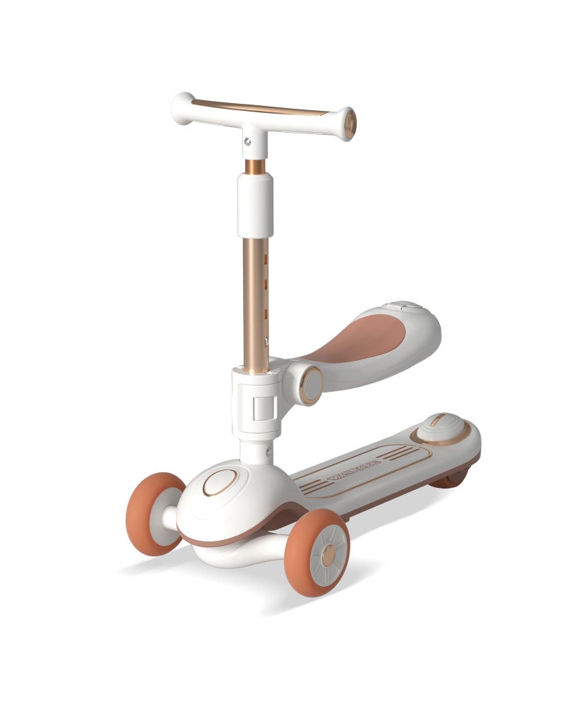WinHope 2-in-1 Toddler Scooter with Removable Seat, 3 Wheel Kids Scooter with Lean-to-Steer, Adjustable Handlebars, Wide Anti-Slip Deck, LED Light-Up Wheels (White) - Image 1