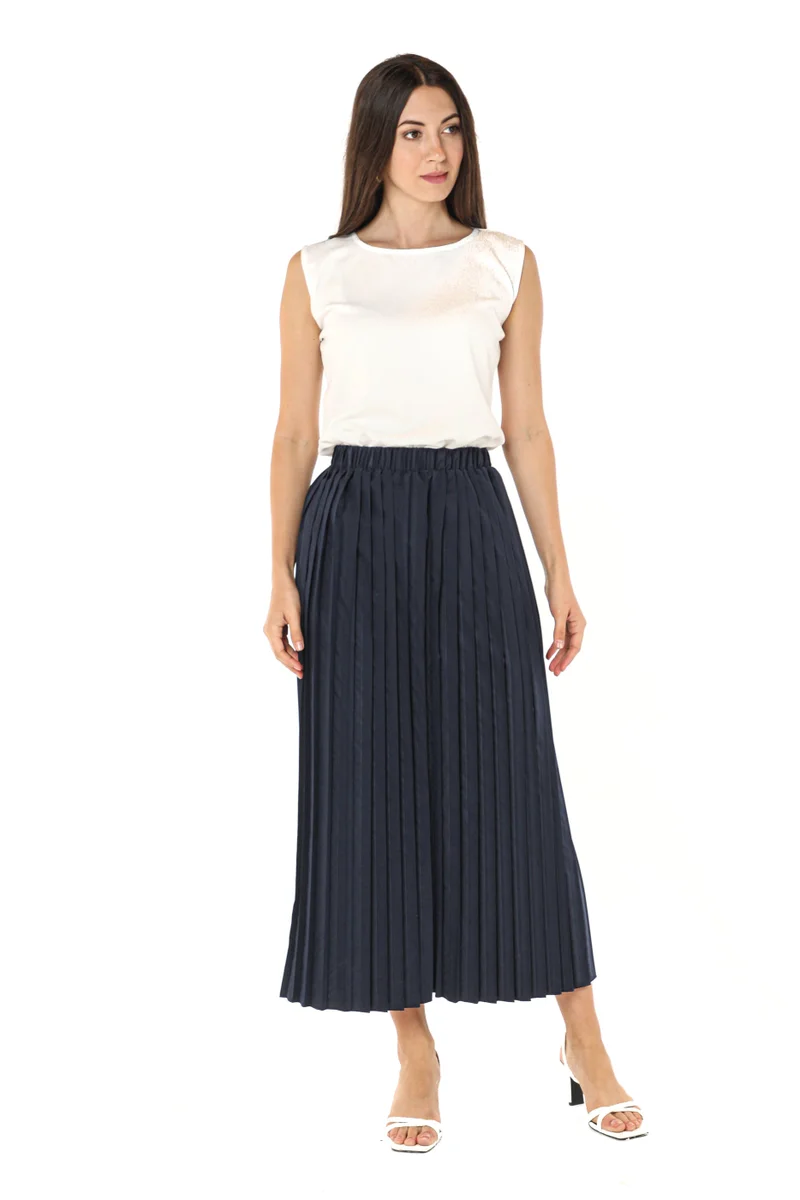 Moistreet Pleated High Waist Midi Skirt