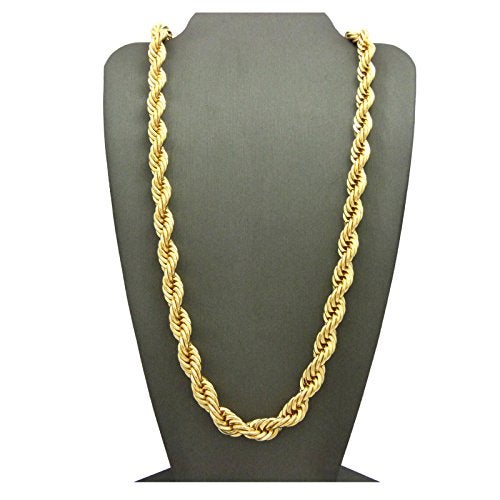 Fashion 21 Hip Hop 80' Unisex Rapper's 8mm 24", 30" Hollow Rope Chain Necklace in Gold, Silver Tone (Gold - 8mm 24" Rope Chain) - Image 3
