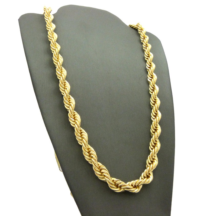 Fashion 21 Hip Hop 80' Unisex Rapper's 8mm 24", 30" Hollow Rope Chain Necklace in Gold, Silver Tone (Gold - 8mm 24" Rope Chain) - Image 5