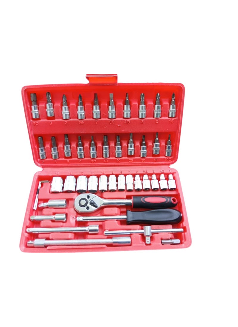 Generic 46 in 1 Pcs Tool Kit & Screwdriver and Socket Set Multi Purpose Combination Tool Case Precision Socket Set  - Image 1