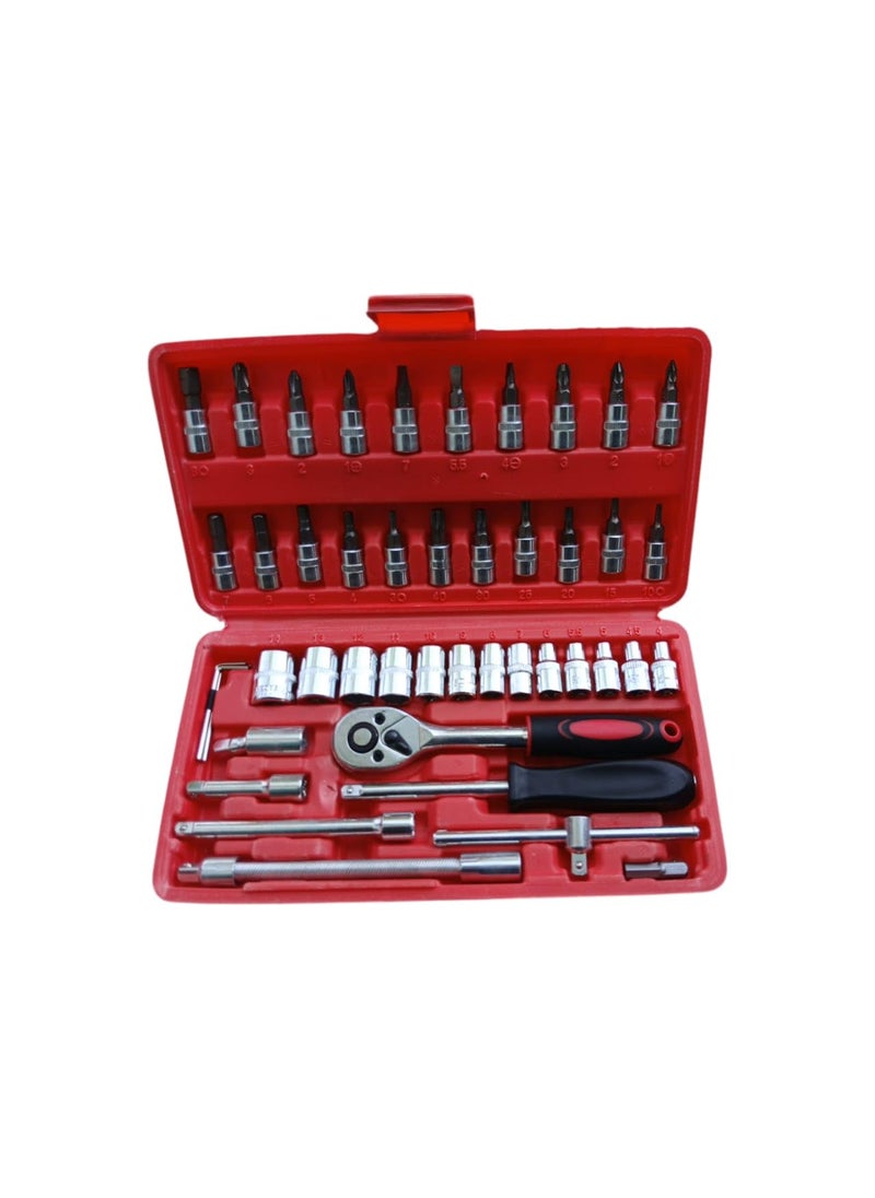 Generic 46 in 1 Pcs Tool Kit & Screwdriver and Socket Set Multi Purpose Combination Tool Case Precision Socket Set  - Image 2