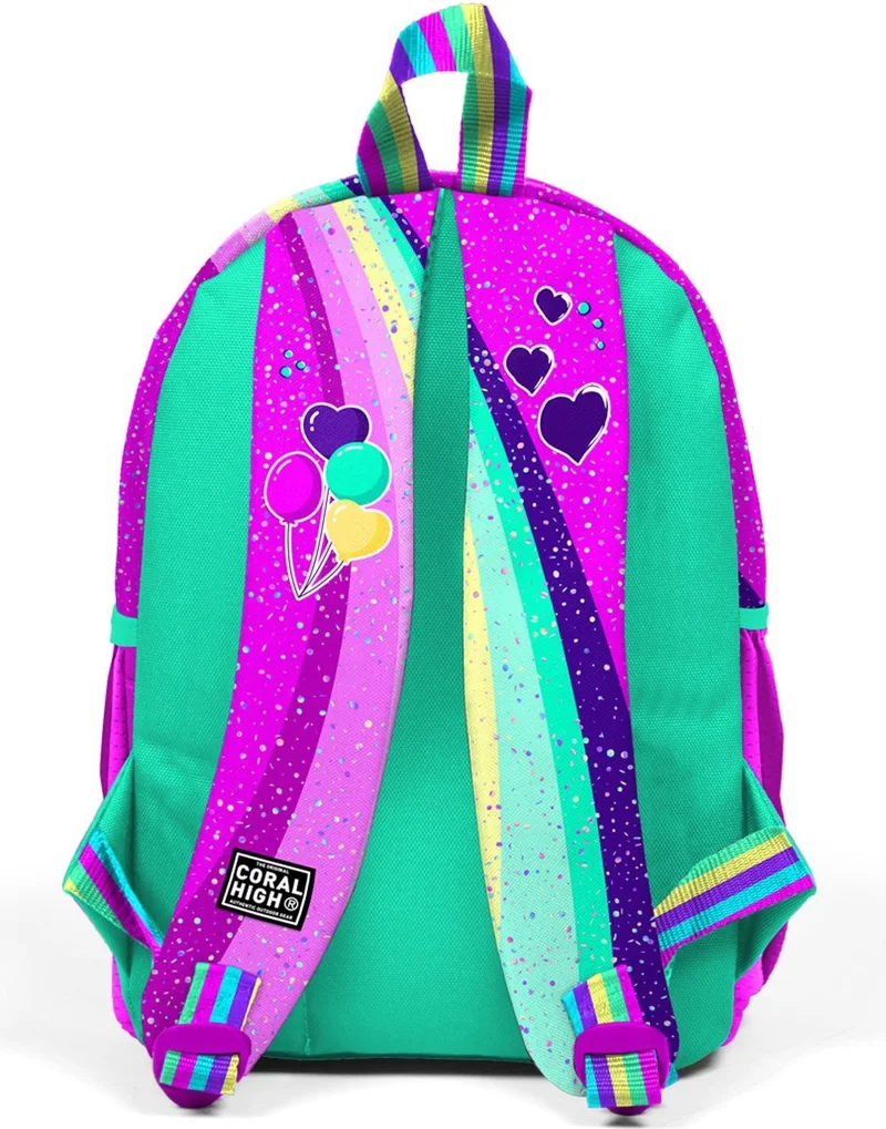 كورال هاي Tiny Nest Backpack Pink Water Green Unicorn Patterned Two Compartments 23558