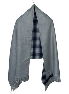 Double Face Solid & Plaid Check/Carreau/Stripe Pattern Wool Winter Scarf/Shawl/Wrap/Keffiyeh/Headscarf/Blanket For Men & Women - XLarge Size 75x200cm - P11 Light Grey / Navy Blue - pzsku/ZF8E4FB7F1BFC0C732458Z/45/_/1740196274/d3de0b64-a176-47b0-a916-acde887864c2