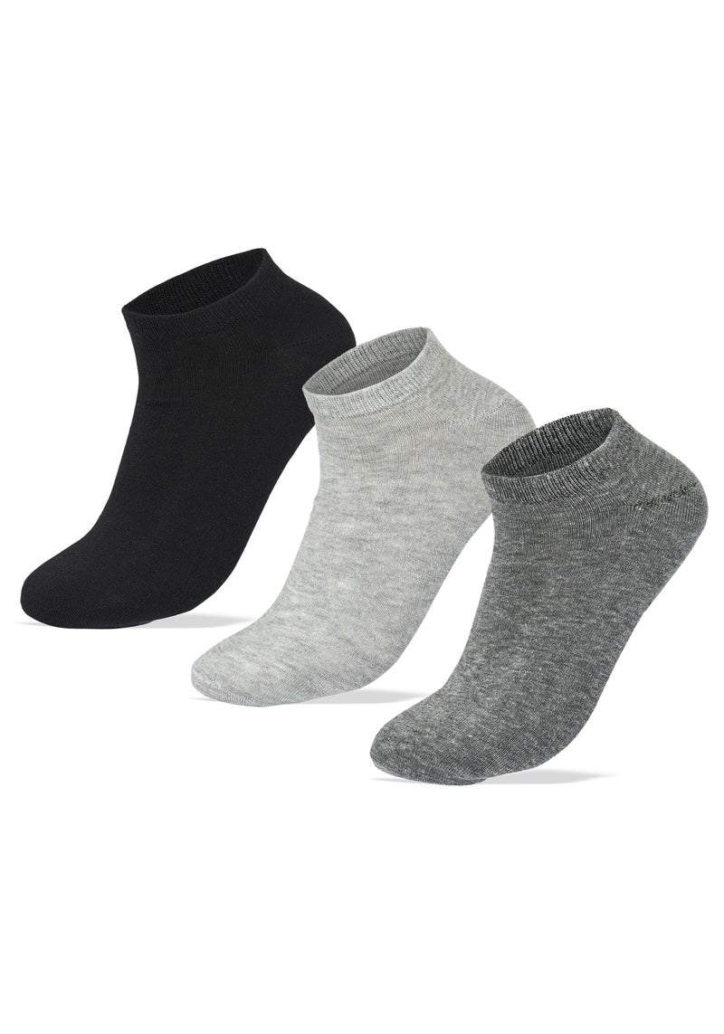 سام سوكس للرجال مجموعة من 3 شراب سوكيت سادة (اسود-رمادى فاتح-رمادى غامق)) - Image 1