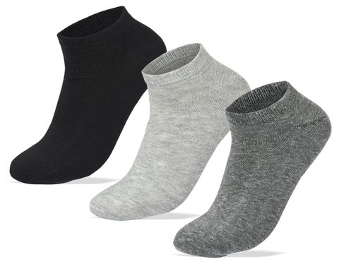 Men Set Of 3 Ankle Plain Socks (Blk-L.Gry-D.Gry)