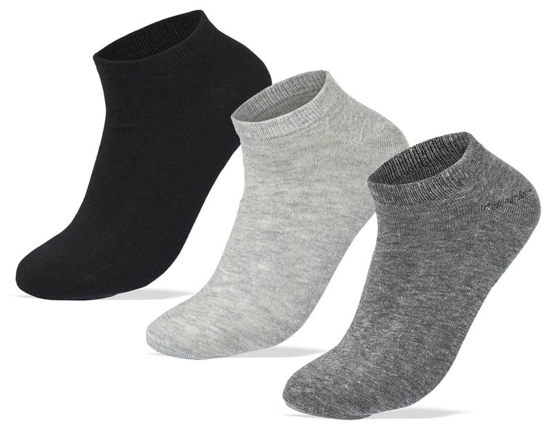 SAM SOCKS Men Set Of 3 Ankle Plain Socks (Blk-L.Gry-D.Gry) - Image 1