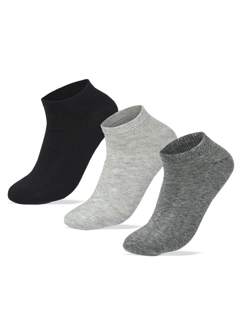 SAM SOCKS - Sam Socks Set Of 3 Ankle Plain Socks Men (Blk-L.Gry-D.Gry) - Image 1