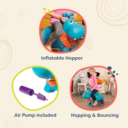 B. toys – Bouncy Boing Inflatable Hippo Ride – On Bouncer with Air Pump Included – Hankypants – Fun Bouncing Toy for Toddlers 18 Months and Up - Image 5