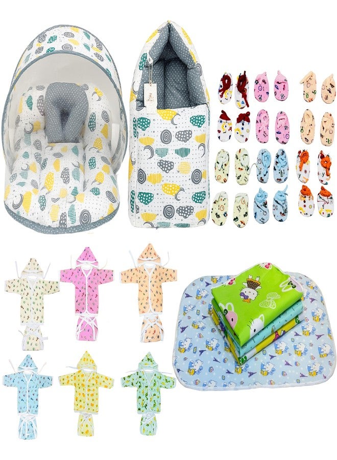 Infantbond by Fareto Newborn Baby Essentials Combo Set – 37 in 1 All-Season Hospital Care Kit for Newborns (0–6 Months) | Complete Baby Gift Set | Baby products all new born combo (0–6M) (Grey spiral) - Image 1