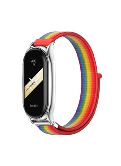 Generic Replacement Strap For Xiaomi Mi Band 8 Mijobs Plus Case Breathable Nylon Loop Watch Band Rainbow Silver 