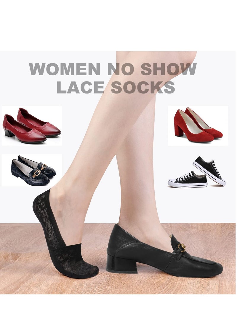 SYOSI - 6 Pairs No Show Lace Socks for Women, Ladies Low Cut Liner Invisible Socks, Non slip Soft Breathable Ankle Socks Boat Socks for Loafers Sneakers Flats Boat Shoes, Black Nude Grey White Pink - Image 1