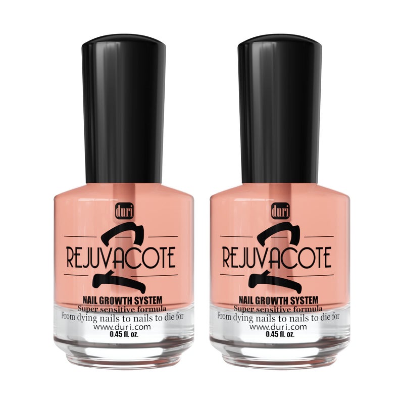 Duri Rejuvacote 2 Nail Growth System Sensitive Formula - Nail Hardener and Strengthener for Brittle, Breaking, Splitting Nail Repair - 0.45 Fl Oz (Pack of 2)