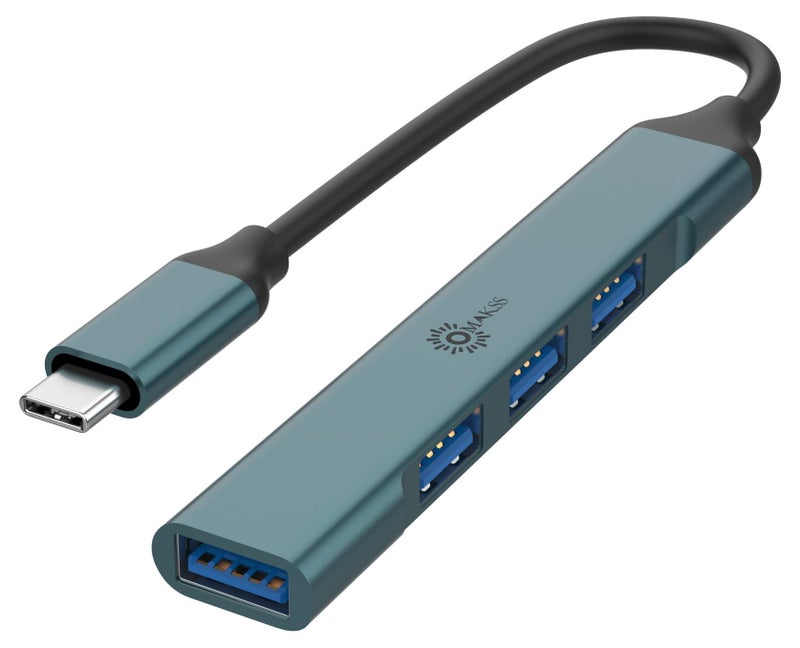 Omakss USB C Hub with 4 USB 3.0 Ports Compatible MacBook Pro 13/15/16, New Mac Air Surface iPad Chromebook Ultra Slim Adapter (USB HUB with 4Ports) - Image 1