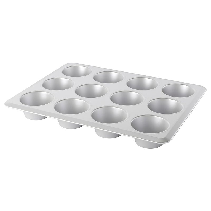 VARDAGEN Muffin Tin, Silver Anodised Aluminium, 38x29 cm - 12 Cups - Image 1