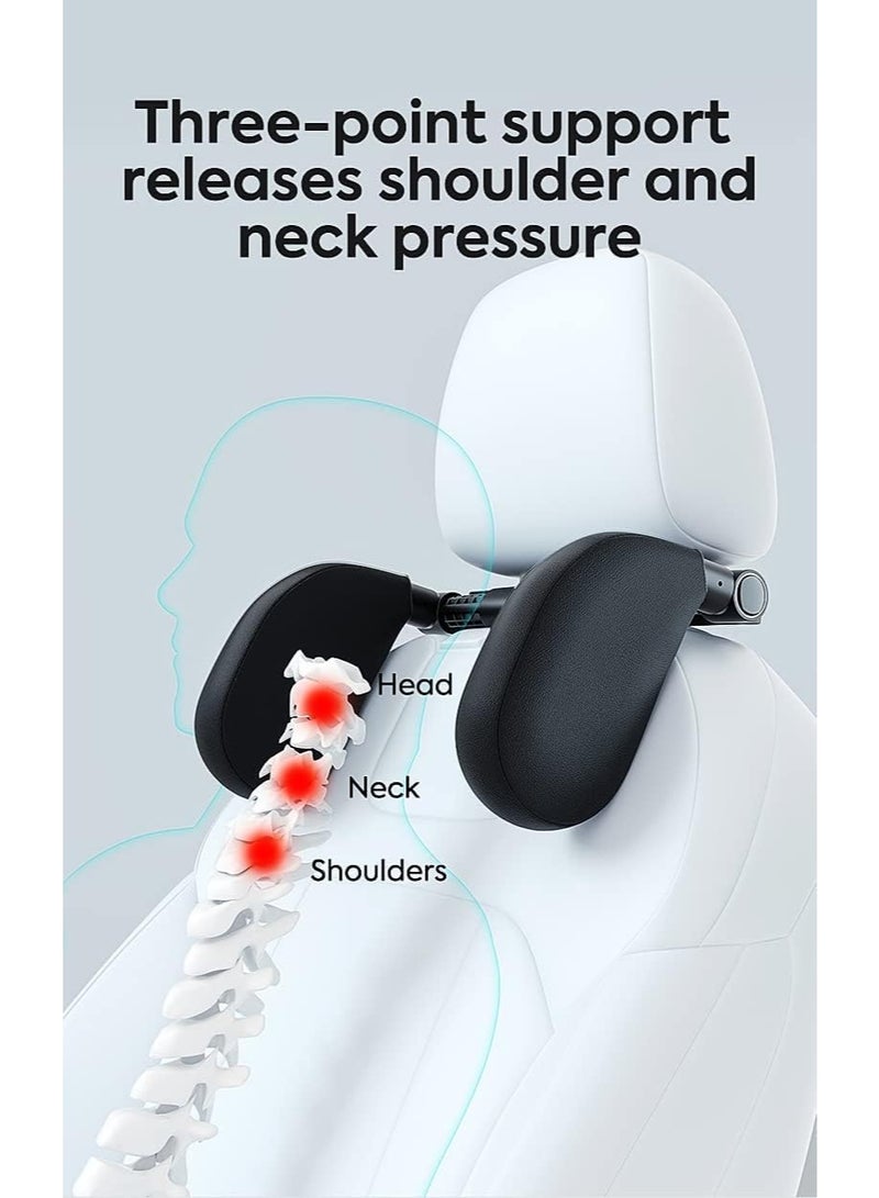 Soofam Car Headrest for Kids and Adults, 180° Adjustable Side Pads, Memory Foam Head and Neck Support (Grey) - Image 4