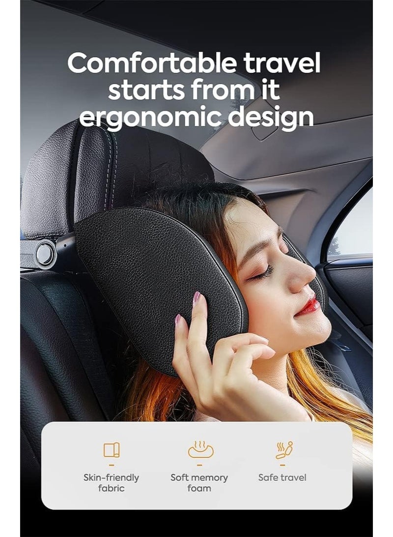 Soofam Car Headrest for Kids and Adults, 180° Adjustable Side Pads, Memory Foam Head and Neck Support (Grey) - Image 3
