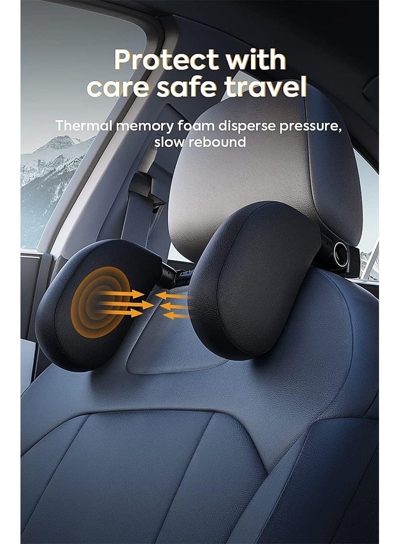 Soofam Car Headrest for Kids and Adults, 180° Adjustable Side Pads, Memory Foam Head and Neck Support (Grey) - Image 2