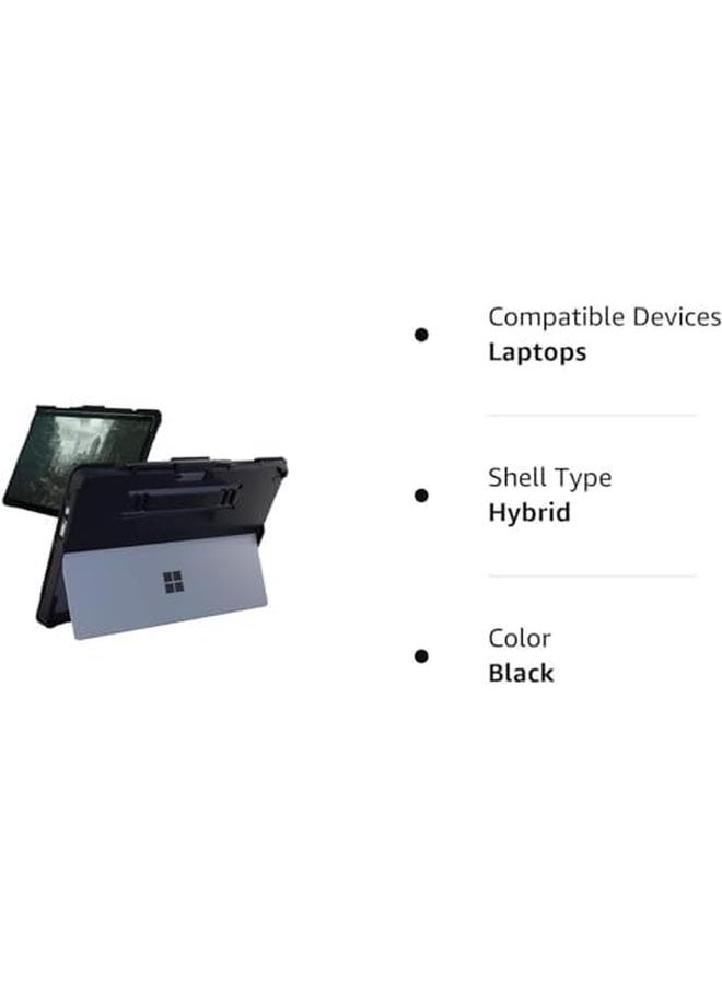 Black Microsoft Surface Pro 9 Case Rugged Tablet Case With Handstrap And Built In Stylus Pen Holder And Kickstand Made With 100 Percent Recyclable Tpu