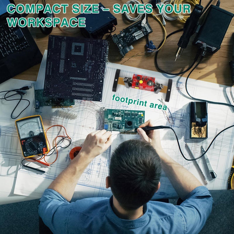 EOOKU Circuit Board Holder Helping Hands and Soldering Iron Stand for Soldering and Repair, Adjustable 360Â° Rotation, Potable, Space-Saving and Aluminum Base, Durable for Crafting, Electronics PCB - Image 3