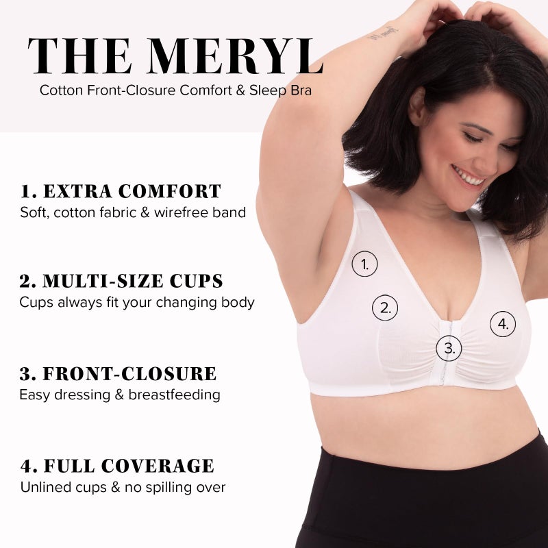 Leading Lady Women's Plus Size Sleep Leisure Cotton Bra, White, 48 A/B - Image 2