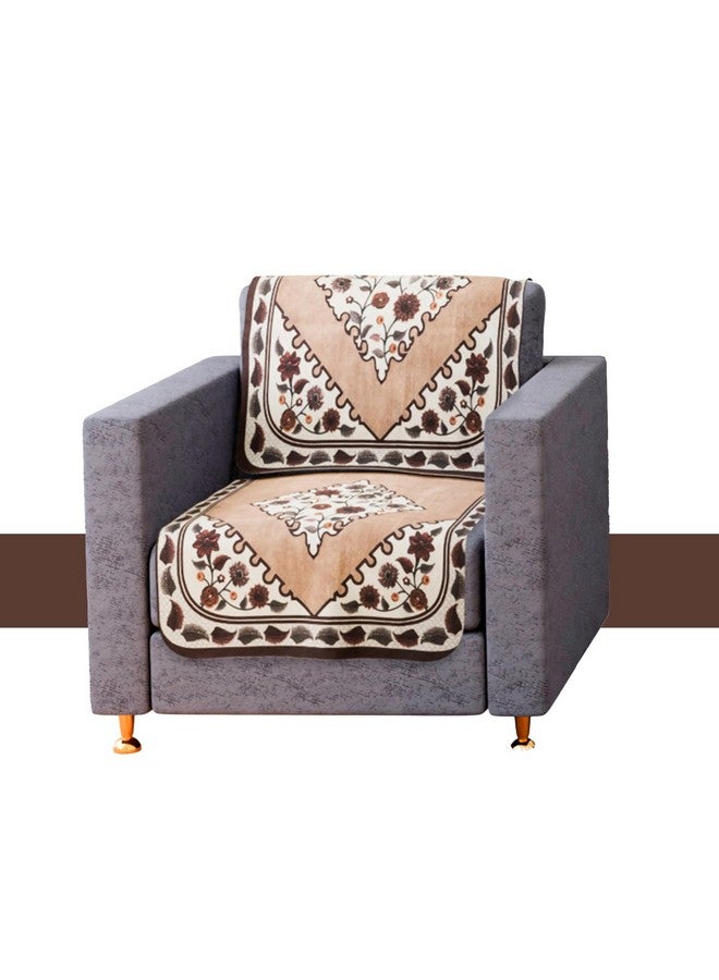 Kuber Industries Sofa Cover | Net Sofa Slipcover Set | 5-Seater Sofa Cover for Hall | Couch Sofa Cover Set | Sofa Slipcover for Living Room & Home | Flower Digital Triangle Border Print-753 | Brown - Image 2