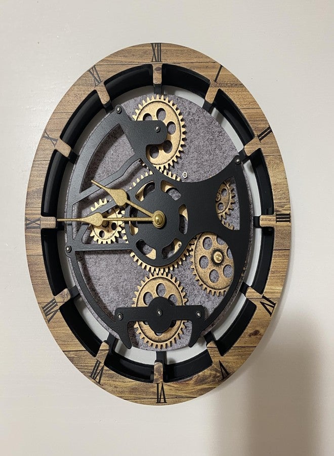 ImprovingLife Desk Clock 10 inches with Real Moving Gears Convertible into Wall Clock (Brown and Grey) - Image 5